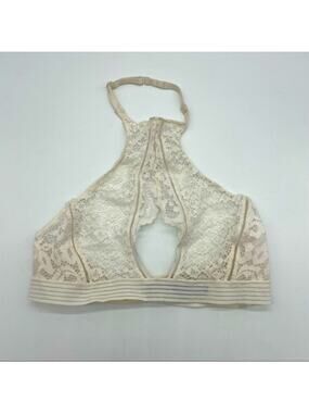 Victoria's Secret Very Sexy‎ Bralette White Lace Halter Keyhole